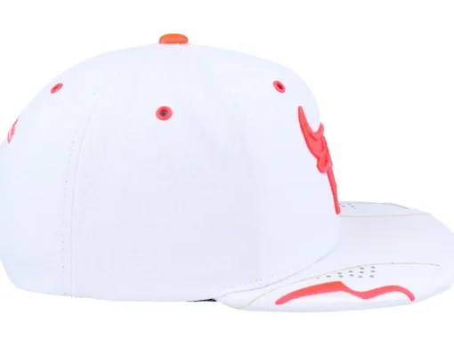 Adjustable-Mitchell & Ness Chicago Bulls Day 6 White/Lava Red Snapback -
