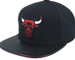 Snapback-Mitchell & Ness Chicago Bulls Hwc /Pu Leather Strapback - Black