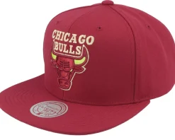Best Mitchell & Ness Chicago Bulls Merlot Shine Maroon Snapback -