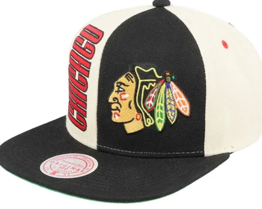 Snapback-Mitchell & Ness Chicago Bulls Pop Panel Off White/Black Snapback - Black, Beige