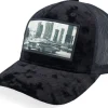 Velvet Caps-Iconic Classic Car & City Landscape Patch Velvet Black -