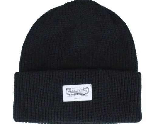 Cuff Beanies-Mitchell & Ness Classic Mark Knit Black Cuff -