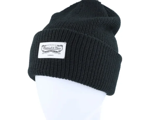 Cuff Beanies-Mitchell & Ness Classic Mark Knit Black Cuff -