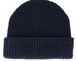 Knitted Beanies-Beechfield Classic Waffle Knit Navy Cuff - Blue