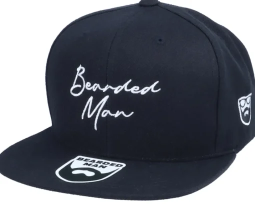 Snapback-Bearded Man Clean Script Black Snapback
