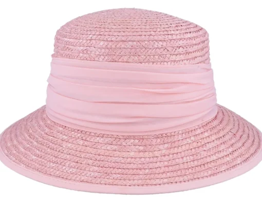 Buckets | Straw Hat-Seeberger Cloche In Straw Braid Rose Bucket -
