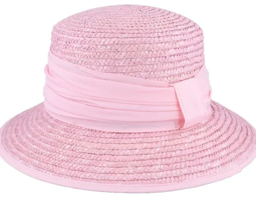 Buckets | Straw Hat-Seeberger Cloche In Straw Braid Rose Bucket -