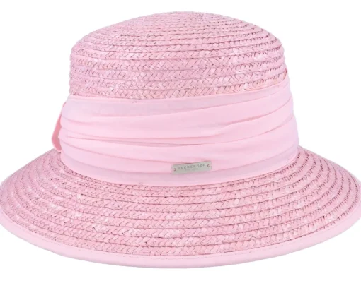 Buckets | Straw Hat-Seeberger Cloche In Straw Braid Rose Bucket -