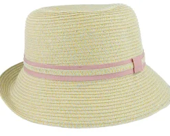 Straw Hat | Trilby Hats-Seeberger Cloche With Ribbon Trimming Honey-Powder Red Straw Hat -
