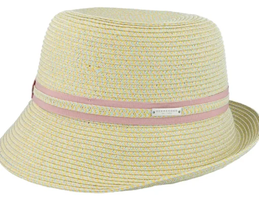 Straw Hat | Trilby Hats-Seeberger Cloche With Ribbon Trimming Honey-Powder Red Straw Hat -