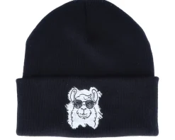 Cuff Beanies-Iconic Cool Llama Black Cuff -