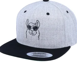Best Iconic Cool Llama Lines Heather Grey/Black Snapback -