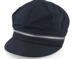 Visor-Seeberger Cotton Fabirc Balloon Cap With Zipper Black Visor Vega Cap -