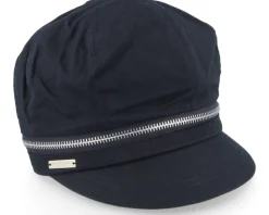 Visor-Seeberger Cotton Fabirc Balloon Cap With Zipper Black Visor Vega Cap -