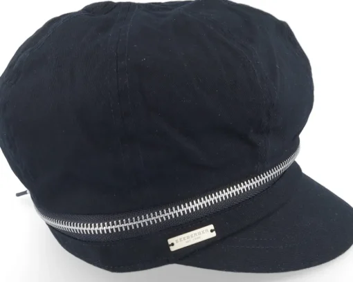 Visor-Seeberger Cotton Fabirc Balloon Cap With Zipper Black Visor Vega Cap -