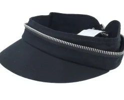 Visor-Seeberger Cotton Fabirc Balloon Cap With Zipper Black Visor Vega Cap -
