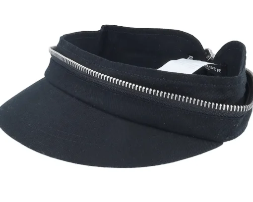 Visor-Seeberger Cotton Fabirc Balloon Cap With Zipper Black Visor Vega Cap -