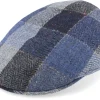 Flat Caps-MJM Hats Country Virgin Wool Blue Check Flatcap -