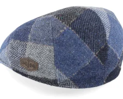 Flat Caps-MJM Hats Country Virgin Wool Blue Check Flatcap -