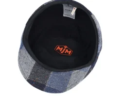 Flat Caps-MJM Hats Country Virgin Wool Blue Check Flatcap -