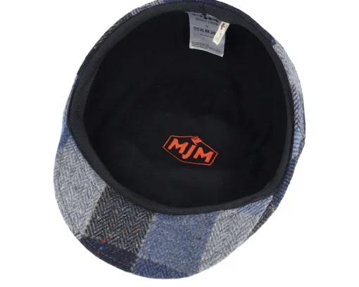 Flat Caps-MJM Hats Country Virgin Wool Blue Check Flatcap -