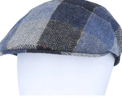 Flat Caps-MJM Hats Country Virgin Wool Blue Check Flatcap -