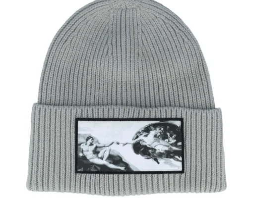 Cuff Beanies-Calza Pennello Creation Of Adam Beanie Light Grey Oversized Cuff -