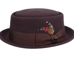 Pork Pie Hats-Jaxon & James Crushable Brown Pork Pie -