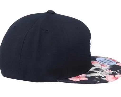 Snapback-Iconic Cute Llama Black/Floral Red Snapback -