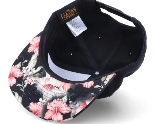 Snapback-Iconic Cute Llama Black/Floral Red Snapback -
