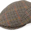 Flat Caps-MJM Hats Daffy 3 El Virgin Wool/Cashmere Green Check Flat Cap -