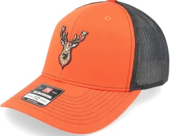 Trucker-Hunter Deer Logo Patch 112 Split Orange/Black Trucker -