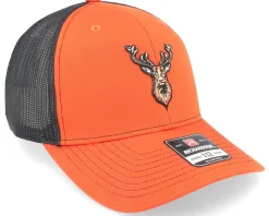 Trucker-Hunter Deer Logo Patch 112 Split Orange/Black Trucker -
