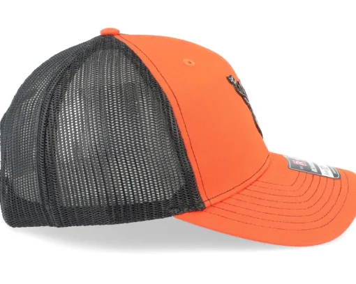 Trucker-Hunter Deer Logo Patch 112 Split Orange/Black Trucker -