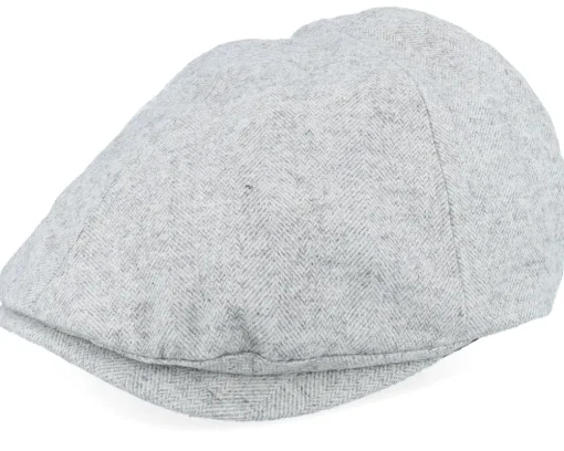 Flat Caps-Wild Spirit Deer Shiled Patch Light Grey Ivy Flat Cap -