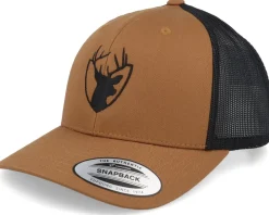 Trucker-Hunter Deer Silhouette Crest Caramel/Black Trucker -