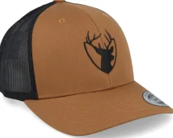 Trucker-Hunter Deer Silhouette Crest Caramel/Black Trucker -