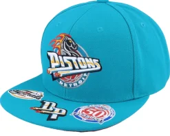 Snapback-Mitchell & Ness Detroit Pistons Front Face Teal Snapback -