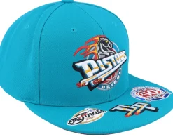 Snapback-Mitchell & Ness Detroit Pistons Front Face Teal Snapback -