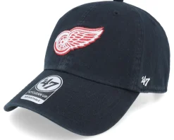 Dad Cap | Motor-47 Brand Detroit Red Wings Clean Up Black Dad Cap -