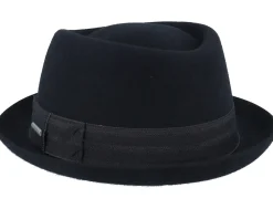 Pork Pie Hats-Stetson Diamond Woolfelt Black Porkpie -