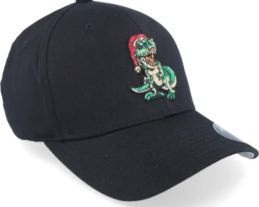 Flexfit-Ho-Ho-Hats Dinosaur Tyrannosaurus T-rex Santa Black Flexfit - Iconic