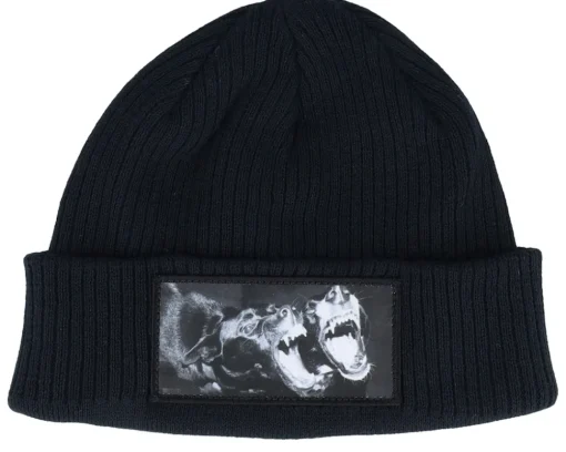 Cuff Beanies-Calza Pennello Dogs Beanie Black Organic Cuff -