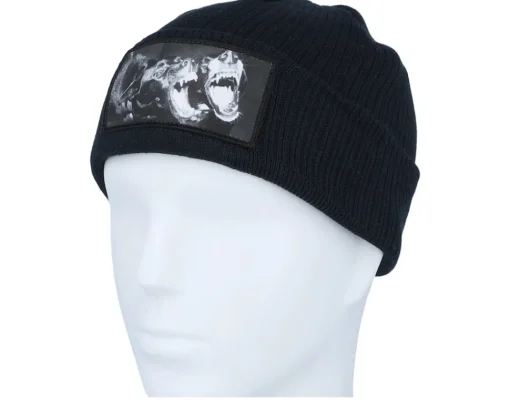 Cuff Beanies-Calza Pennello Dogs Beanie Black Organic Cuff -