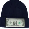 Cuff Beanies-Calza Pennello Dollar Bill Navy Beanie Organic Cotton Cuff - Blue