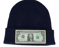 Cuff Beanies-Calza Pennello Dollar Bill Navy Beanie Organic Cotton Cuff - Blue