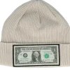 New Calza Pennello Dollar Bill Sand Beanie Organic Cotton Cuff - Beige