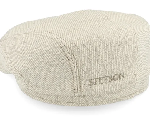 Online Stetson Driver Cap Cotton/Lin Twill Beige/Off White Flat Cap -