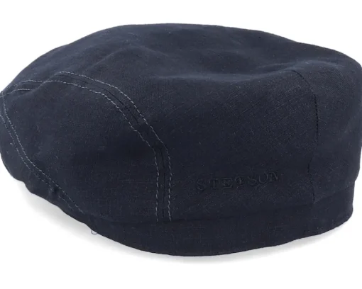 Flat Caps-Stetson Driver Cap Linen 1 Black Flat Cap -