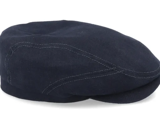 Flat Caps-Stetson Driver Cap Linen 1 Black Flat Cap -